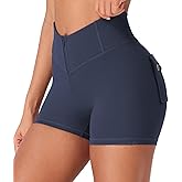 YEOREO CoreFlex Cargo Pocket Workout Shorts for Women Scrunch Zipper 3.6" High Waisted Yoga Gym Shorts