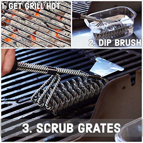 Grill Brush & Scraper Bristle Free Safe Stainless Steel Cleaning