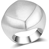 Aprilery Gold and Silver Rings for Women, Fashion Gold Plated Chunky Statement Ring Band Dome Mask Design Cocktail Costume Jewelry for Her