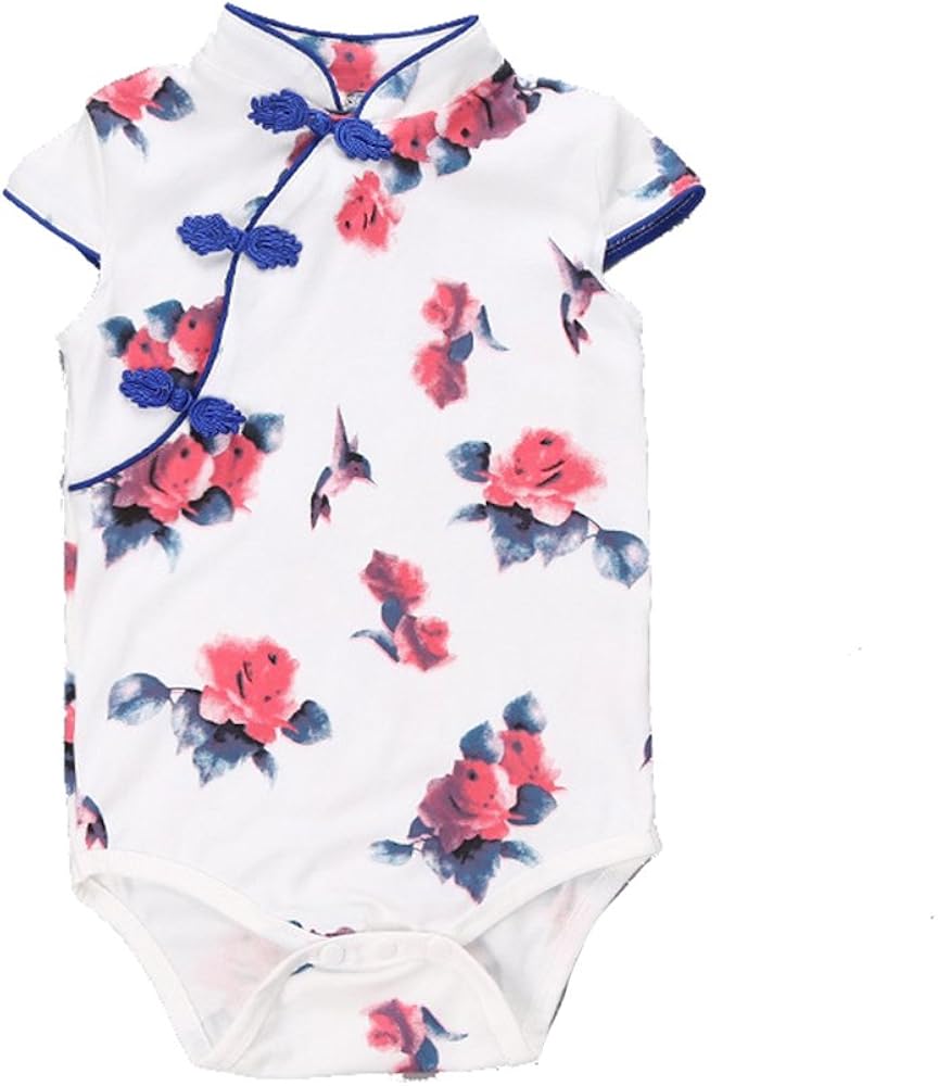 Victoriay Baby Girl's Chinese Printing Cheongsam Romper Jumpsuit Outfits Clothes