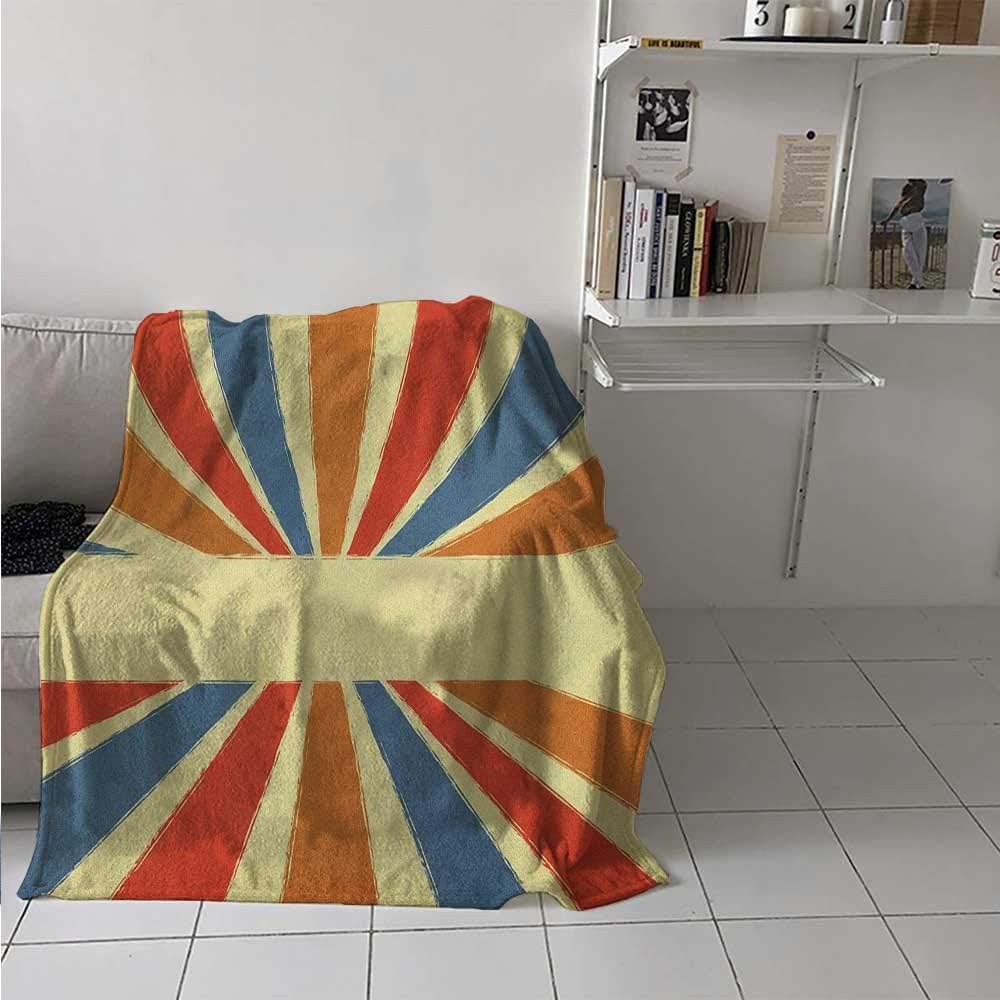 Soft Blanket Hand Drawn Style Burst of Colorful Sunbeams with Grunge Effect Retro Design 100% Soft Premium Thermal Blanket Perfect for Layering Any Bed Multicolor 70 x 90 Inch