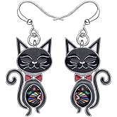 WEVENI Enamel Alloy Hypoallergenic Cat Earrings Dangle for Women Aesthetic Cats Jewelry Gifts