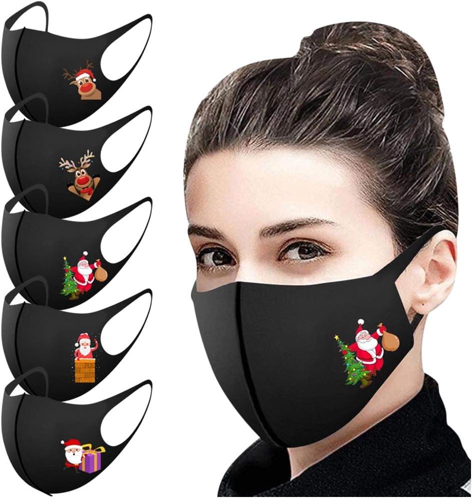 UK 5PCS Adults Washable Reuse Breathable Christmas Fashion Printed Fashion_Bandanas Outdoor,UK Shipping