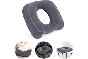 AirSwim Inflatable Hemorrhoid Pillows, Donut Pillow for Tailbone Pain, Adjustable Inflatable Seat Cushion for Bed Sores, Postpartum Pregnancy, Car Seat, Airplane, 17.7'' x 15.4'' x 4.3''(Grey)