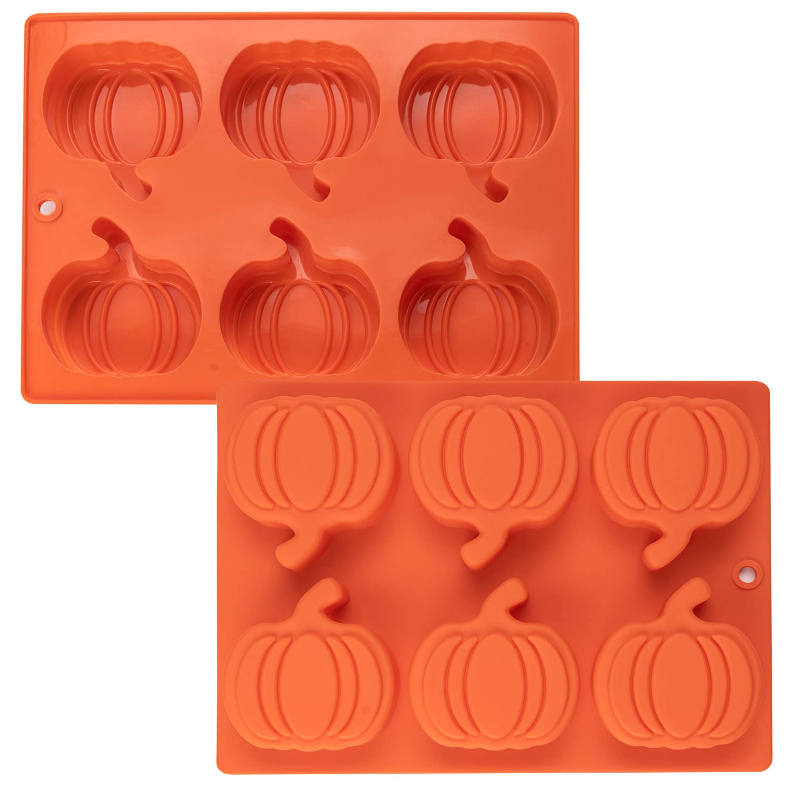 Silicone Pumpkin Molds, 2 Pack Pumpkin-Shaped Cake Molds Thanksgiving Oreo Molds Muffin Cupcake Pan Hot Chocolate Bomb Mold for Halloween Thanksgiving Fall Baking and Wax Melts Soap Making