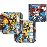 Transformers Party Pack for 16 Guests - 16 Dessert Plates and 16 Beverage Napkins