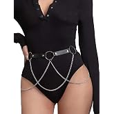 WARANDOD Women’s Adjustable Faux Leather Chain Waist Belt, Gothic Punk Fashion Belt with Alloy Chains, Multi Size Available
