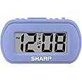SHARP Digital Alarm Clock – Tactile Case with Soft Rubberized Finish - Battery Operated – Blue Backlight on Demand – Ascending Alarm – Easy to Use – Lavender