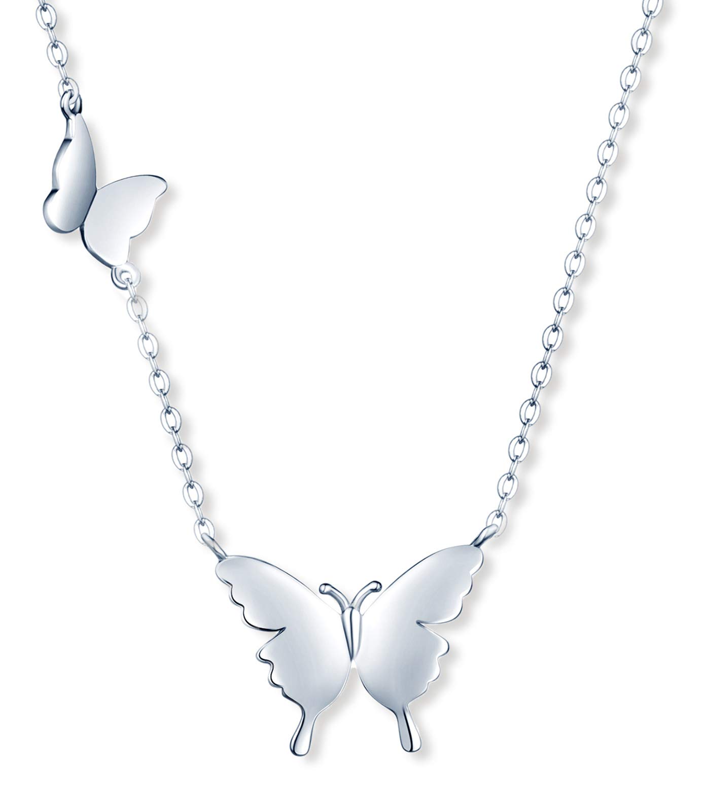 MicLee Women's girl's Necklace pendant, 925 Sterling Silver necklace, Fashion butterfly necklace, Choker, Beautiful and unique pendant, silver
