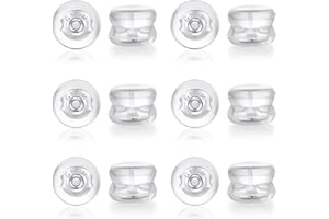 KERRYJEWL 12PCS 18K Earring Backs for Studs, Silicone Earring Backs Replacements for Studs Earrings, Non-Irritating Hypoallergenic Earring Backs for Adults (White)