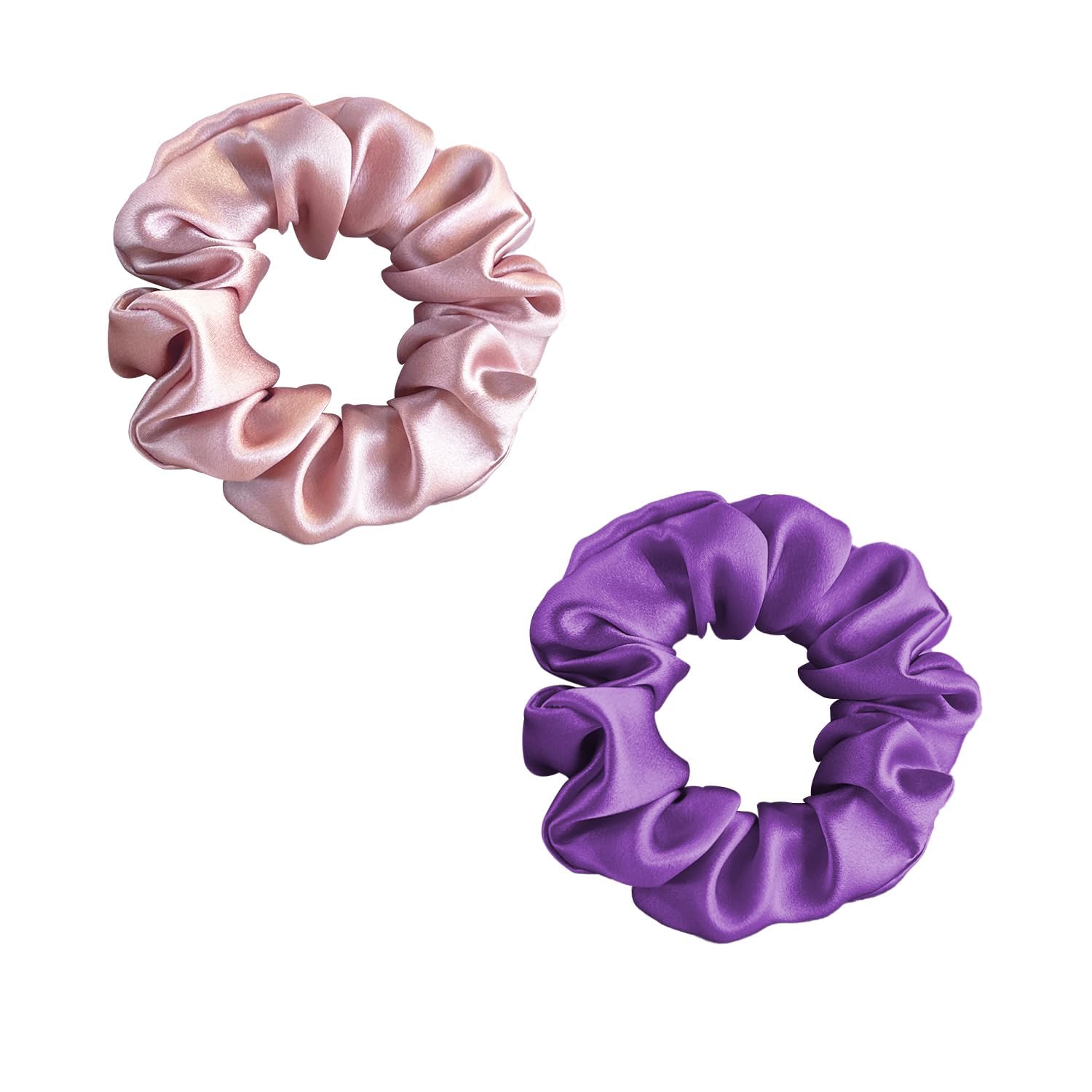 townssilk Silk Hair Tie, 100% Pure Mulberry Silk, 22 Momme, Hair-Friendly, Luxurious, Bouncy, Hair Elastics. 2 Pieces Dusty Pink Purple — image 1