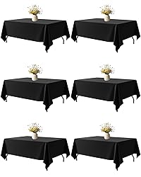 Niuara Black Fabric Rectangle Table Cloth - 6