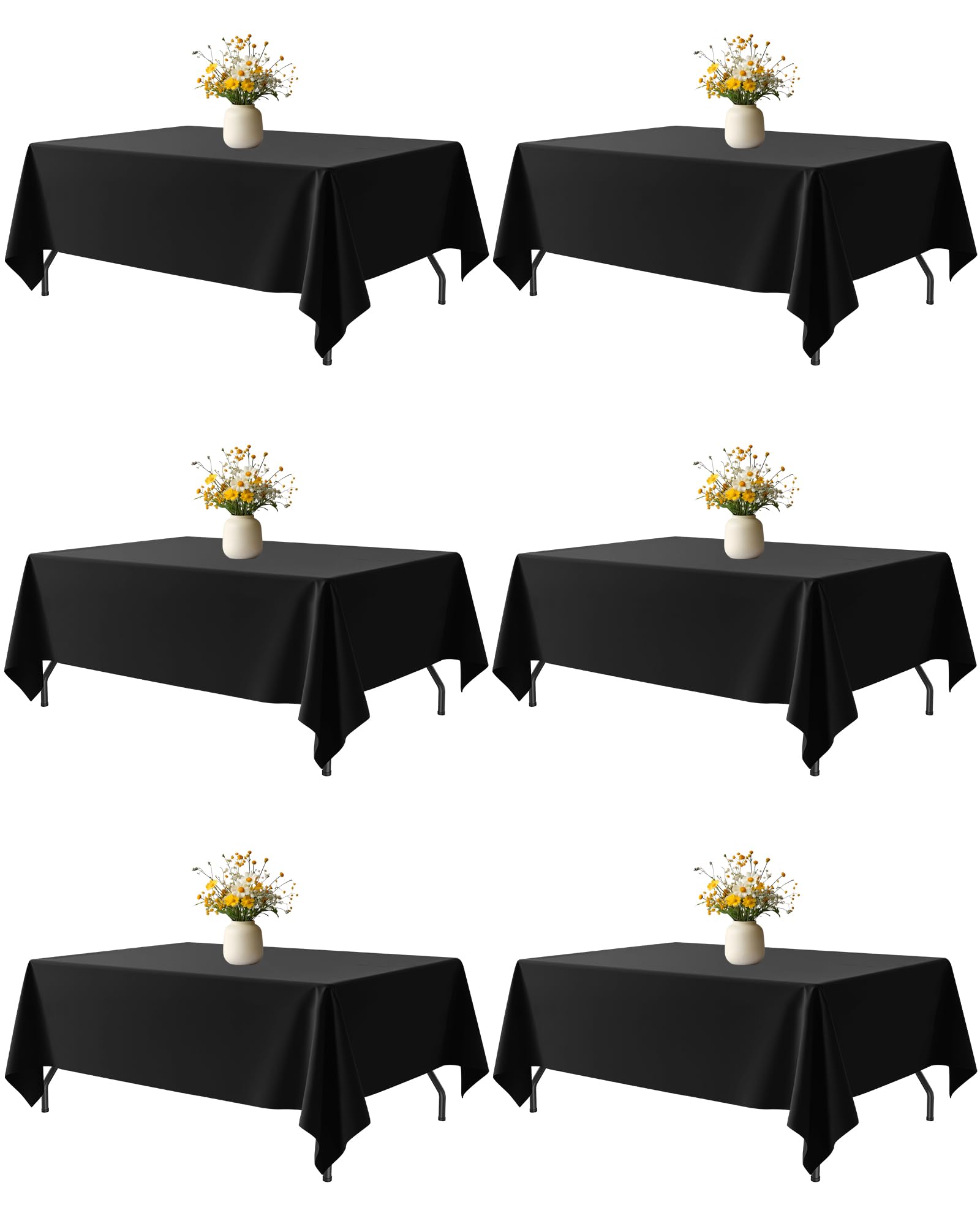 Niuara Black Fabric Rectangle Table Cloth - 6
