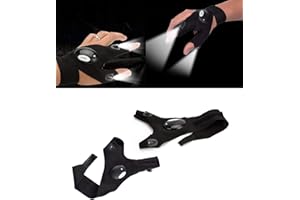 WIROJ BlueSunshine Fingerless 2 LED Flashlight Cycling Gloves, Torch Magic Strap Glove for Repairing,Working in Darkness Places, Fishing, Camping, Hiking and Outdoor Activities (1 Pair: Left & Right)