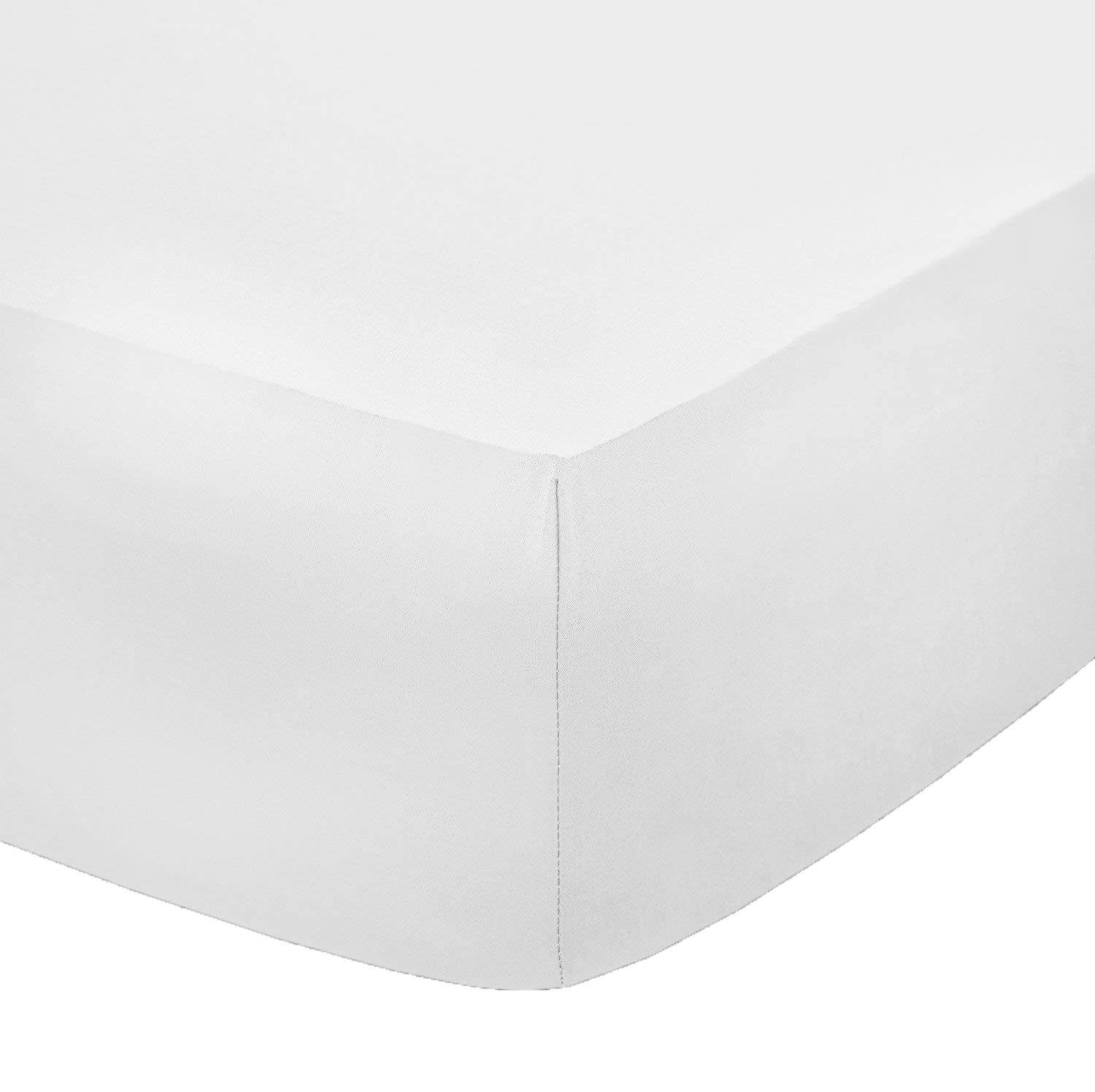 AmigoZone Non Iron Pollycotton Percal Quality Plain Fitted Sheet Or Pillow Cases (Double, White) โ image 1