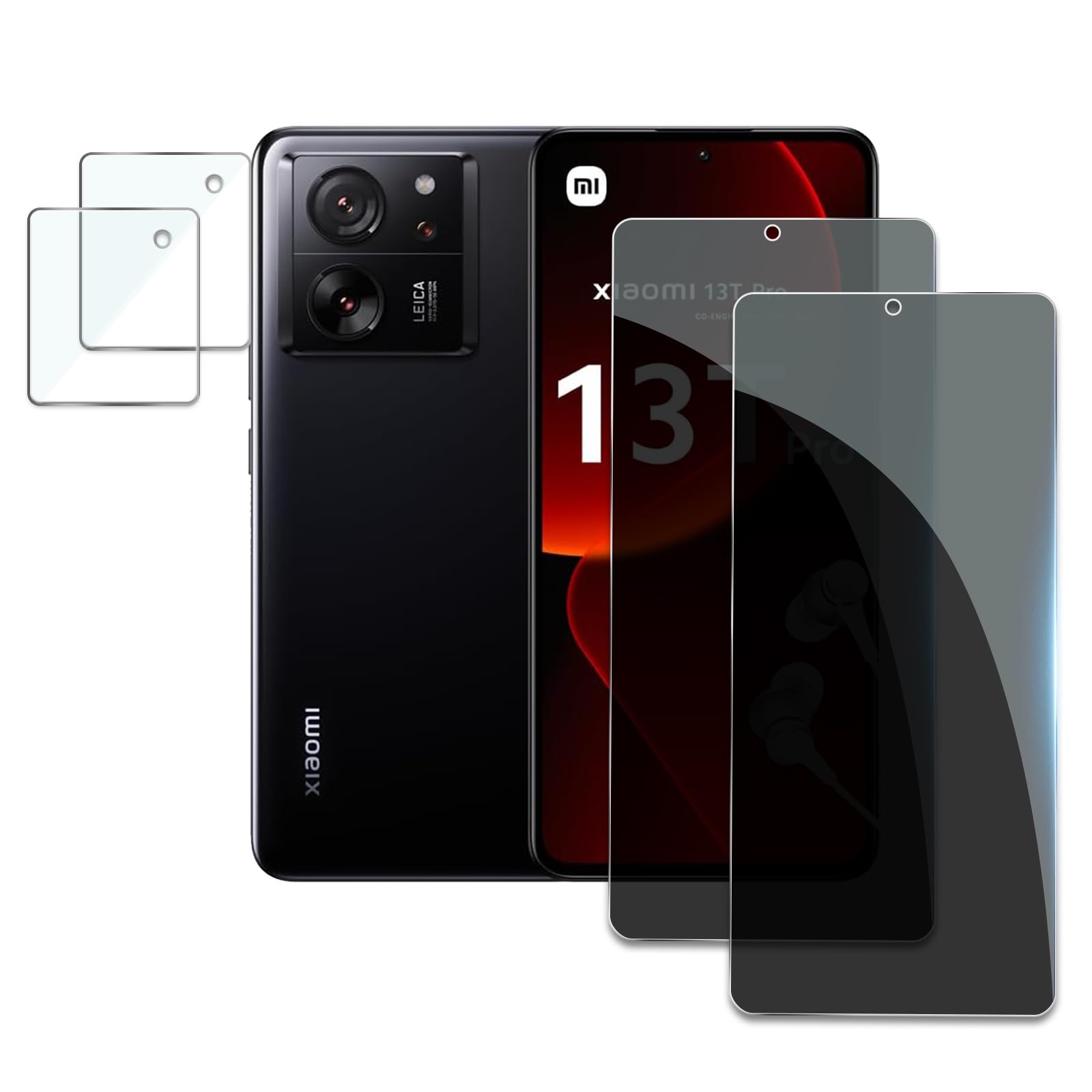 Photo 1 of [2+2 Pack] Privacy Screen Protector for Xiaomi 13T Pro/13T 5G, Anti-Spy Shatterproof Tempered Glass with Camera Lens Tempered Glass 9H Hardness Bubble Free Anti-Glare Case Friendly