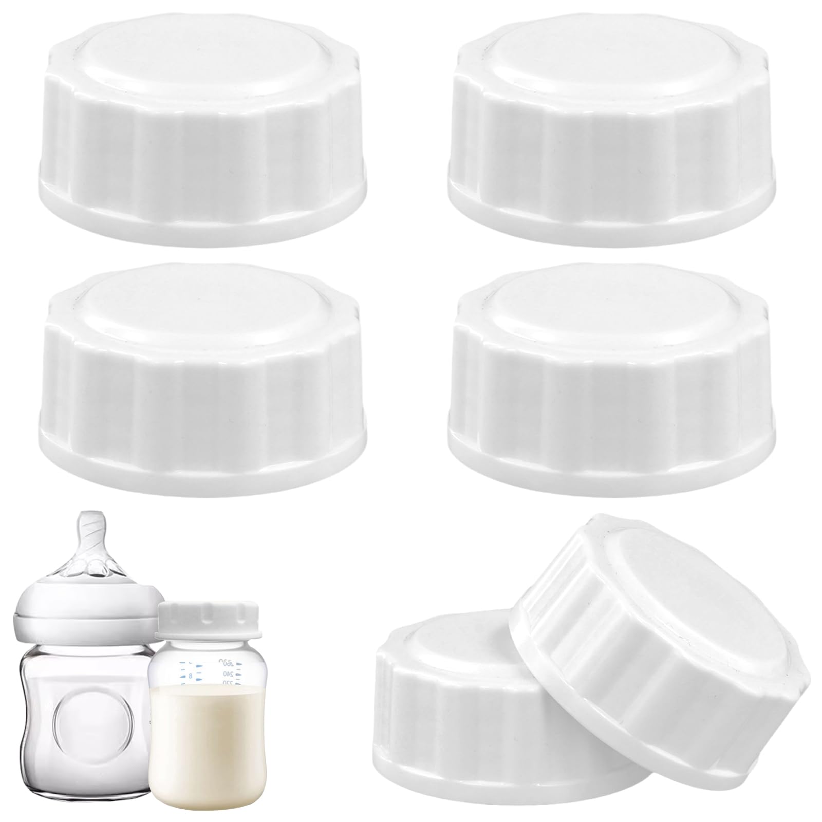 6pcs Travel Bottle Caps for Philips Avent, Baby Bottle Caps Bottle Lids Replacement Baby Bottle Lids Compatible with Avent Wide-Mouth Bottles