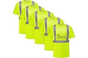 SAFIELD Hi Vis Safety Shirts for Men Reflective,High Visibility Work T-Shirt Short Long Sleeve with Pocket, 3 and 5 Pack