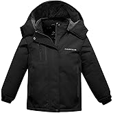 FARVALUE Girls Waterproof Ski Jacket Windproof Winter Coat Warm Fleece Snow Coat Outdoor Raincoats Hooded
