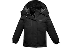 FARVALUE Girls Waterproof Ski Jacket Windproof Winter Coat Warm Fleece Snow Coat Outdoor Raincoats Hooded