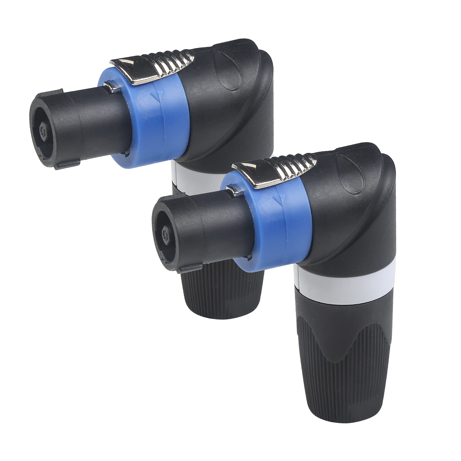wecan 2 Packs 4 Pin Right Angle Speaker Plug Speakon Connector, Speaker Jacks and Connectors Nl4fx Speakon Cables, Nl4fc Male Female Converter Nl2fx Plug Speakers Powercon Twist Lock