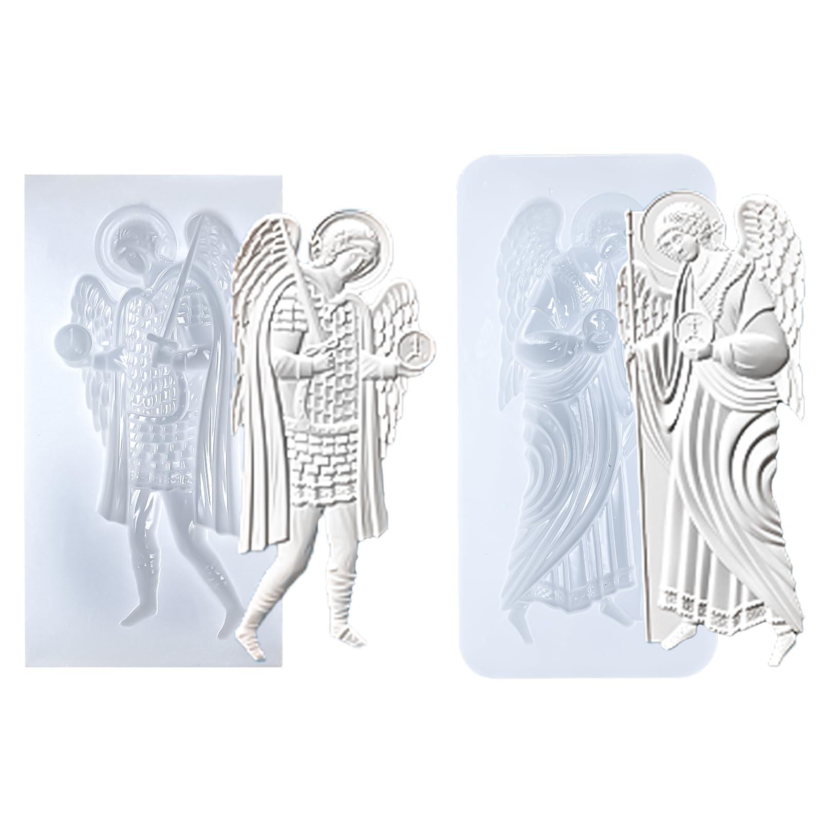 Art Molds for Polyclay Air Dry Clay Plaster, 2 Carved Archangel Symbols