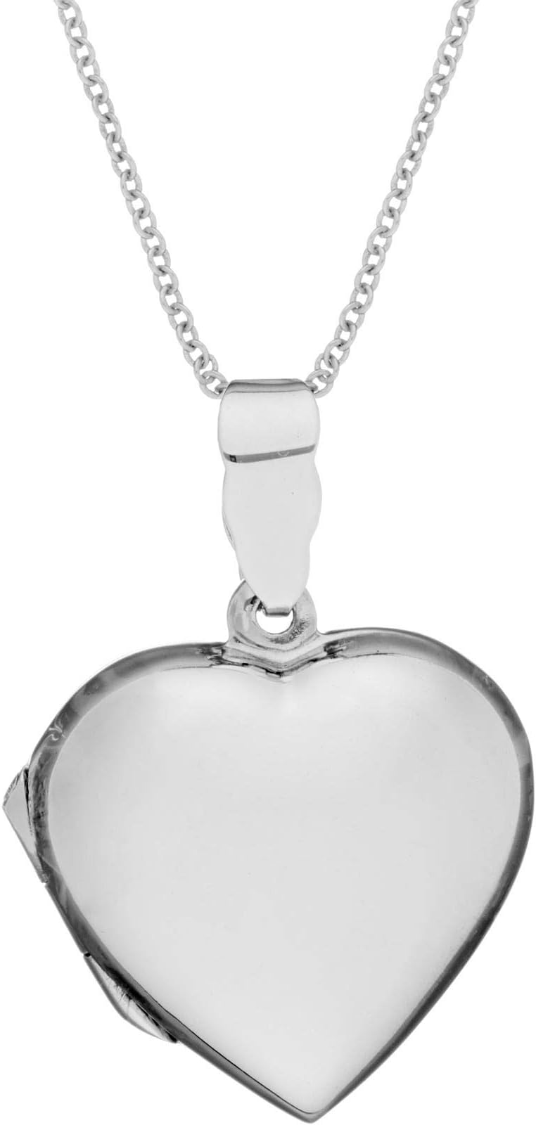 Women's .925 Sterling Silver Puffed Heart Love Locket Pendant Necklace, 18"
