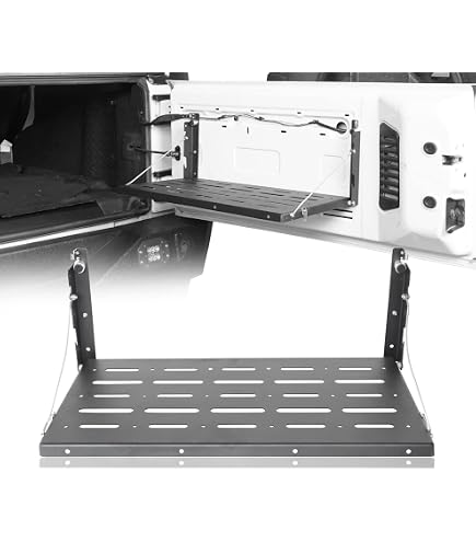 Foldable Tailgate Table & Storage Rack For 2017-2024 Jeep Wrangler JKU/JL JLU – Includes 3 MOLLE Bags