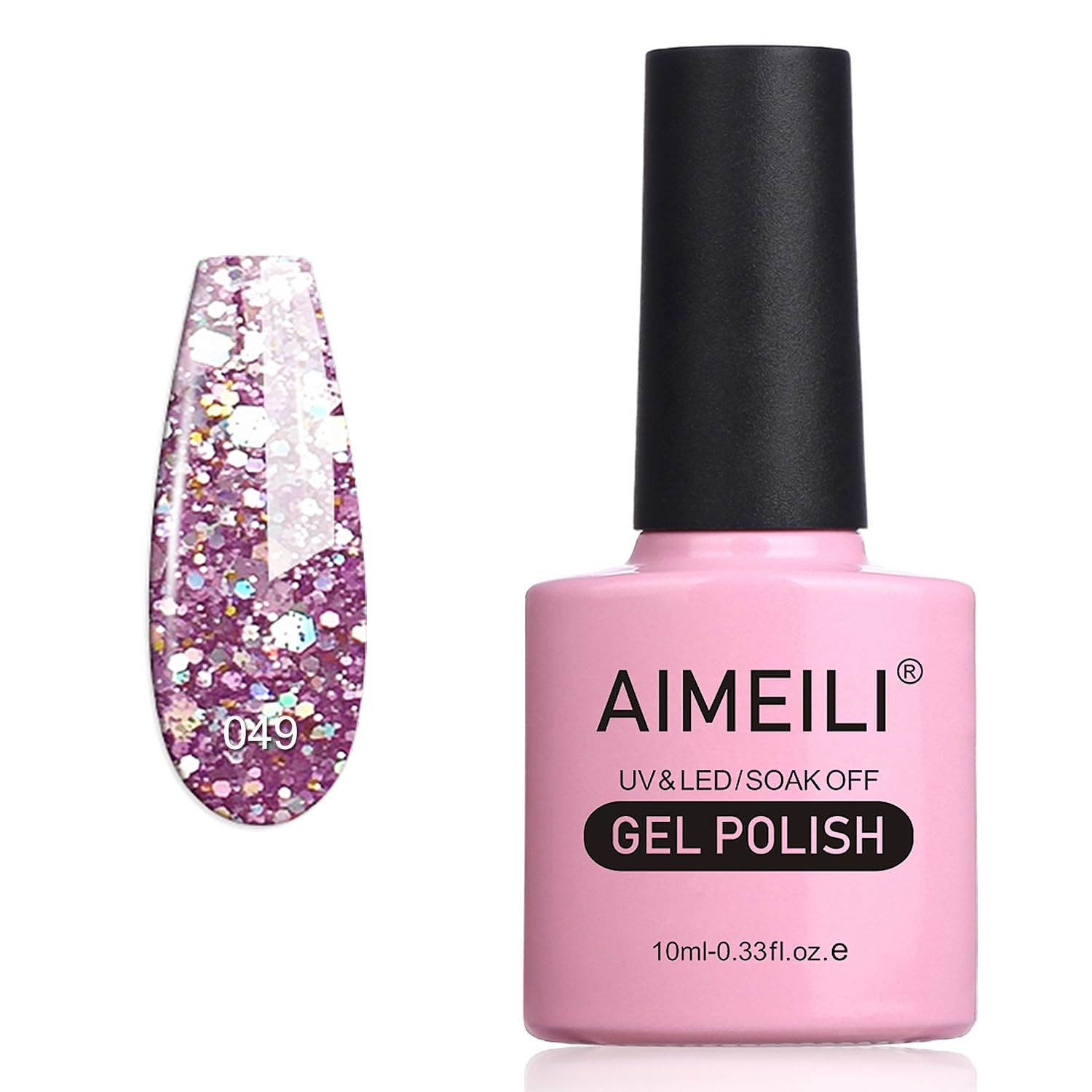 AIMEILI Soak Off UV LED Glitter Gel Nail Polish - Princess Purple (049) 10ml