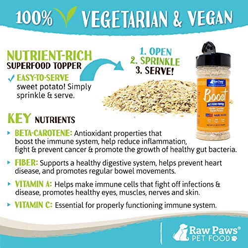 Raw Paws Boost Flavor & Nutrition Pet Food Topper, Sweet Potato, 2.7oz