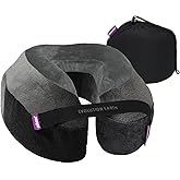 Cabeau Best Neck Pillow for Travel – Evolution Earth Deluxe – 360° Head, Neck and Chin Support for Sleeping – Sustainable Memory Foam - Removable, Washable Cover with Compact Carrying Case (Wind)