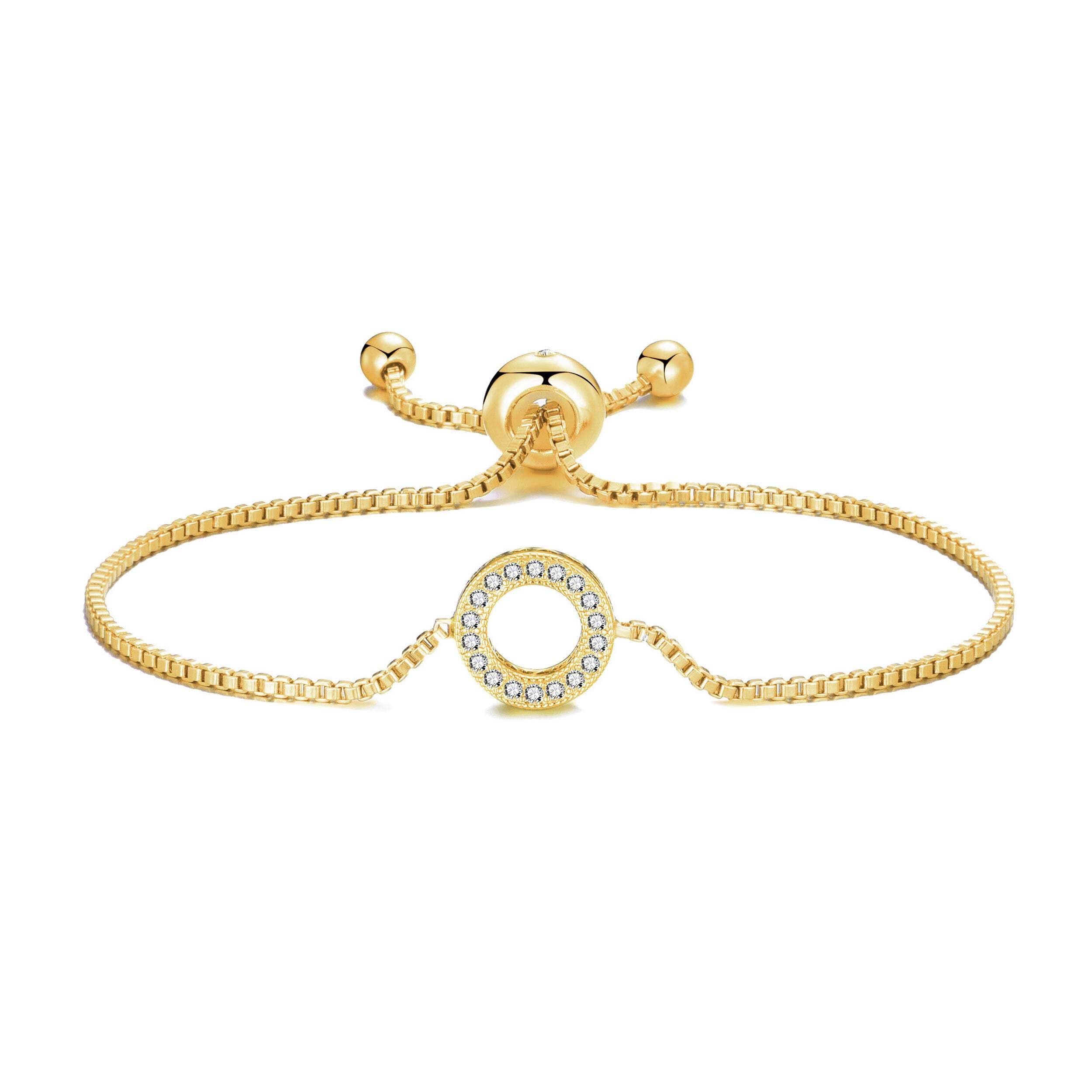 Philip Jones 18k Gold Plated Circle of Life Friendship Slider Bracelet Created with Zircondia® Crystals
