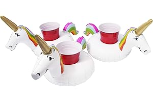 GoFloats Inflatable Pool and Hot Tub Drink Holders (3 Pack) (Choose - Unicorn, Flamingo, Palm Tree and More)