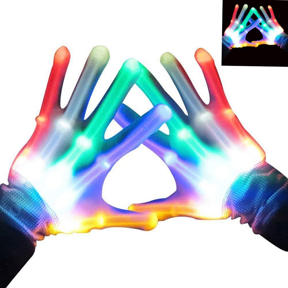 heytech Led Gloves Light-up Party LED Party Supplies Gloves Multicolor Led Glove for Halloween,, Dance Costumes, Kids Games, Light-up Party.