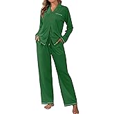ZAFUL Womens Pajama Sets Soft Cotton Button-Down Pajamas Long Sleeve and Pant Pjs Sets 2 Piece Lounge Sets S-XXL