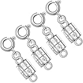 925 Silver Magnetic Necklace Clasps, Magnetic Necklace Clasps and Closures for Bracelet Necklace Extender, 2pcs-10pcs Bead Claw Clasp for Necklace Bracelet Earrings (4pcs Silver)