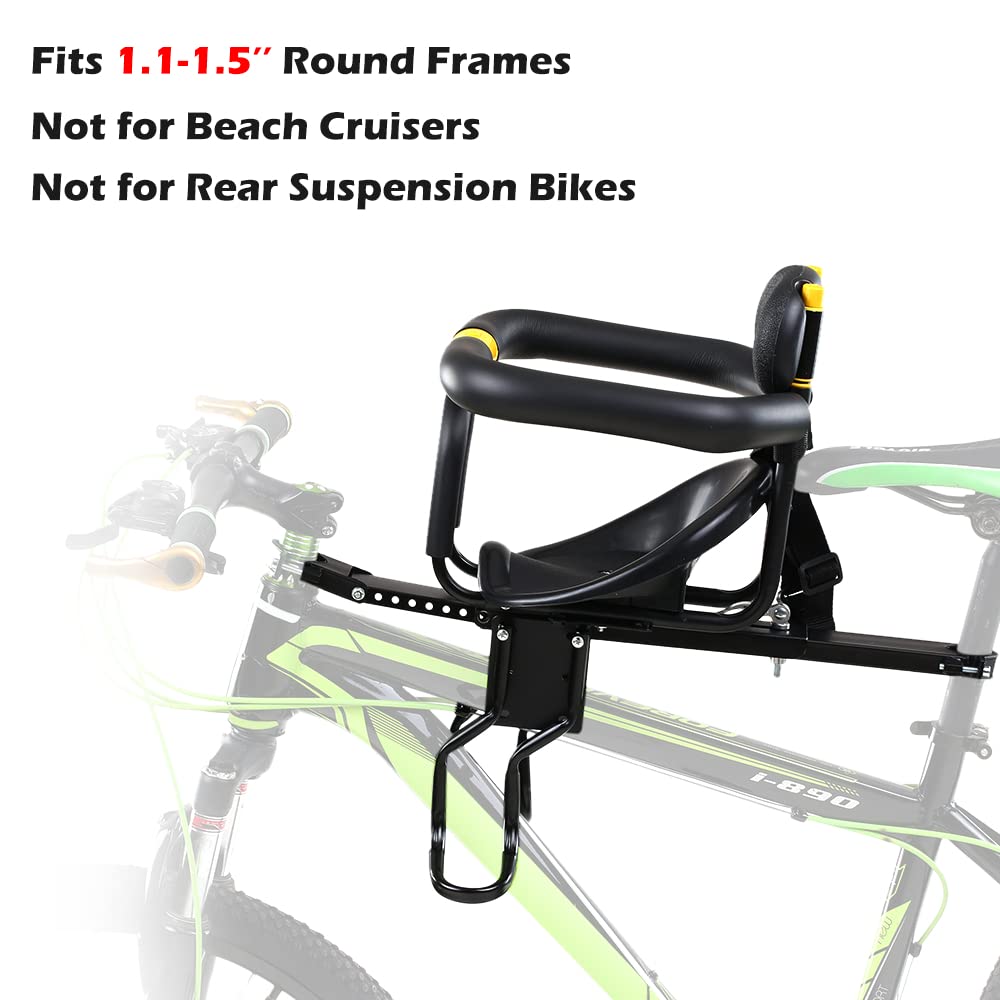 Lixada Bike Baby Seat Kids Child Safety Carrier Front Seat Saddle Cushion with Back Rest Foot Pedals
