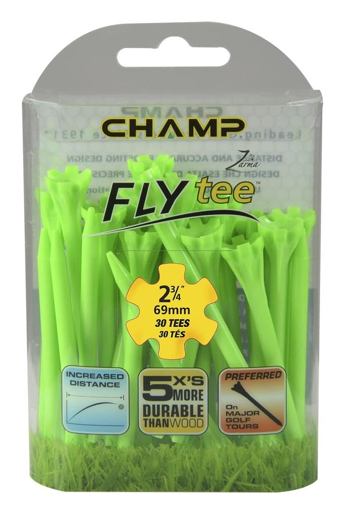 Champ Golf Fly Tee 30 Pack - Green, 69mm