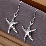 PMANY Fashion 925 Sterling Silver Plated Dangle Earrings, Classic Starfish Drop Earrings for Women and Girls