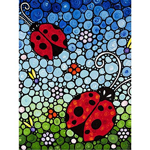 5D Diamond Painting Full Drill Clearance,Diamond DIY Kits,DIY Diamond Art Ladybug Rhinestone Embroidery Cross Stitch Kits Supply Arts Craft Canvas Wall Decor Stickers Home Decor 12x16 inches