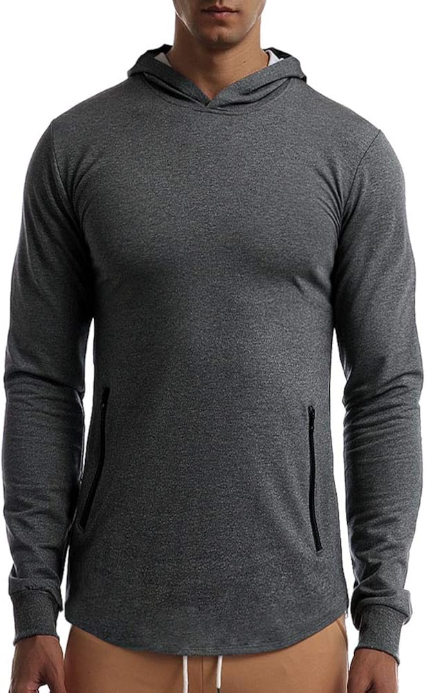 EVERWORTH Men's Gym Workout Long Sleeve Hoodies Training Pullover Casual Hooded Sweatshirt: Clothing