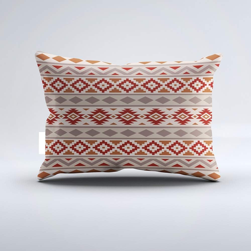 Zippered Pillow Covers Pillowcases One Side 12x20 Inch Navajo Orange and Grey Print Pillow Pillow Cases Cushion Cover for Home Sofa Bedding