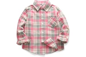 Phorecys Girls' Plaid Flannel Shirt Long Sleeve Button Down Buffalo Checkered Shirt 2T-10 Years