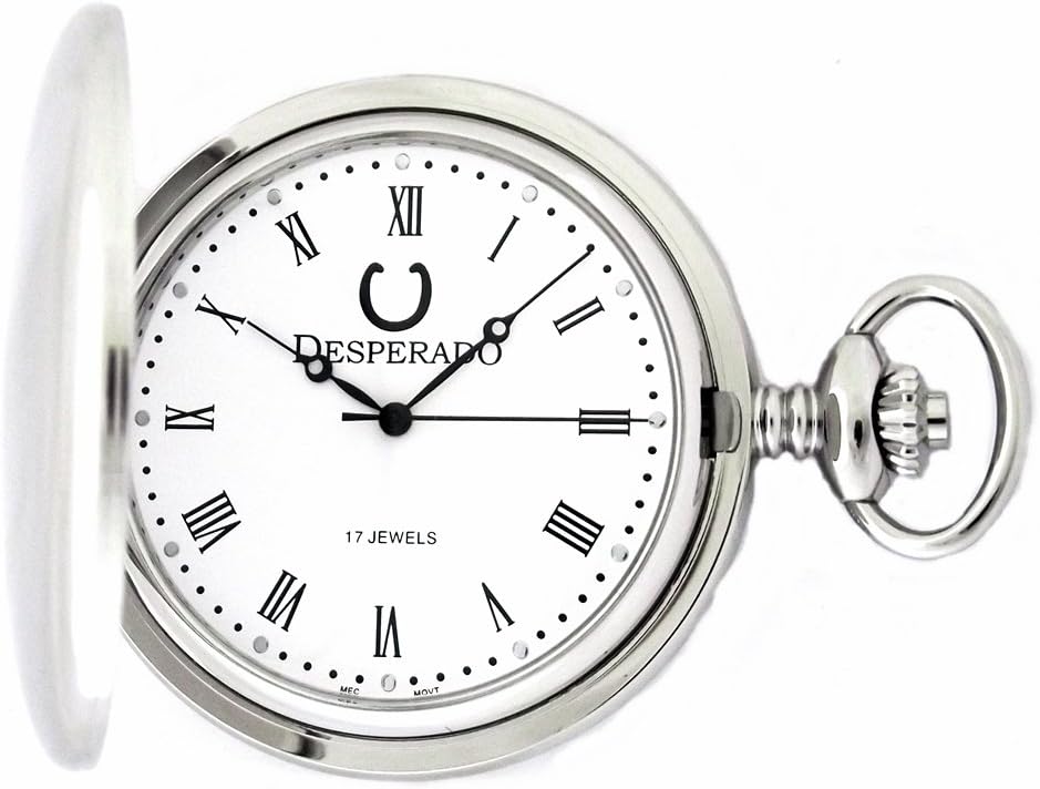 Desperado"Rio Grande Mechanical Chrome Plated Pocket Watch with Roman Numerals
