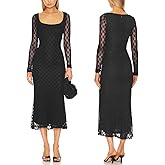Capuffy Women's Sheer Mesh Long Sleeves Maxi Dress Floral Lace Bodycon Dress Square Neck Mermaid Wedding Guests Dresses 457