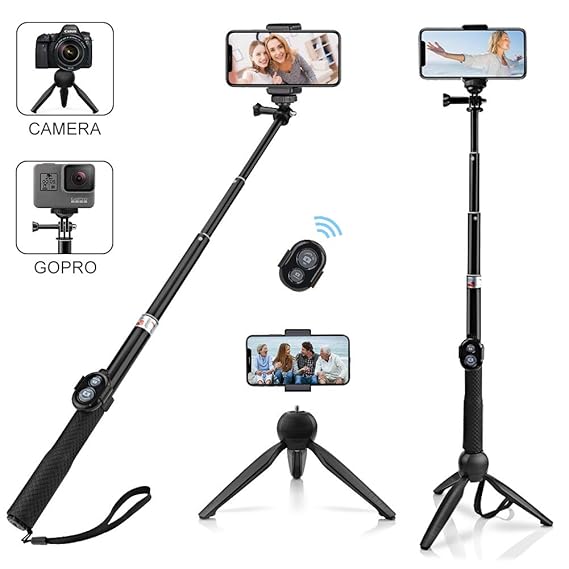 Bluetooth Selfie Stick Stativ, Alfort Universal Smartphone Stativ Selfie Stab Stange mit Bluetooth Fernsteuerung und Abnehmba