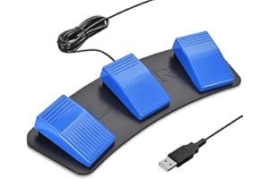 iKKEGOL Upgraded Digital Optical USB Foot Pedal, USB Tripe Foot Switch Game Control, 3 Keys Programmable Footswitch Mouse Keyboard for Video Game Push to Talk, Transcription HID (Triple Pedal)