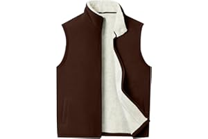 Mens Polar Fleece Vest Sleeveless Stand Collar Thickened Full Zip Fuzzy Coat Casual Solid Color Comfy Winter Outwear