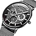 Watch Men’s Fashion Stainless Steel Classic Black Casual Watch With Mesh Band Waterproof Analog Quartz Wrist Watch
