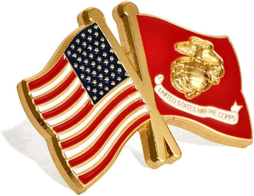 USA and USMC Marine Corps Flags Lapel Pin Clothing